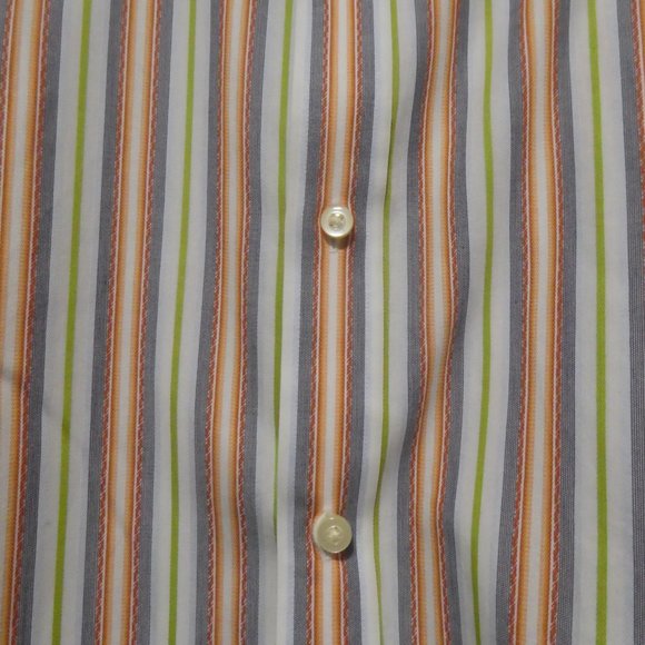 TD THOMAS DEAN | large | Striped Button Down Long Sleeve Shirt | 100% Cotton - Picture 9 of 16